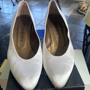 Vintage YSL White Satin Heels